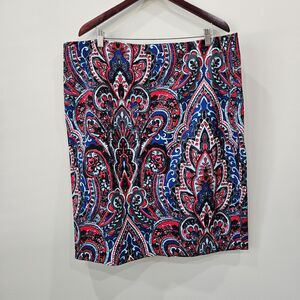 Talbots Womens Multicolor Paisley Pencil Skirt Plus Size 20 Multicolor Artsy